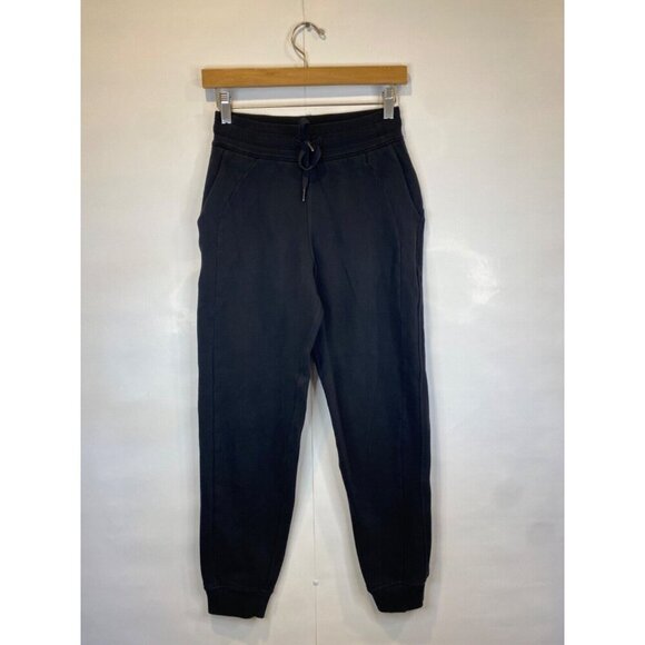 Lululemon 2 Scuba Jogger Sweatpants Black Cotton Terry GUC - Picture 3 of 6